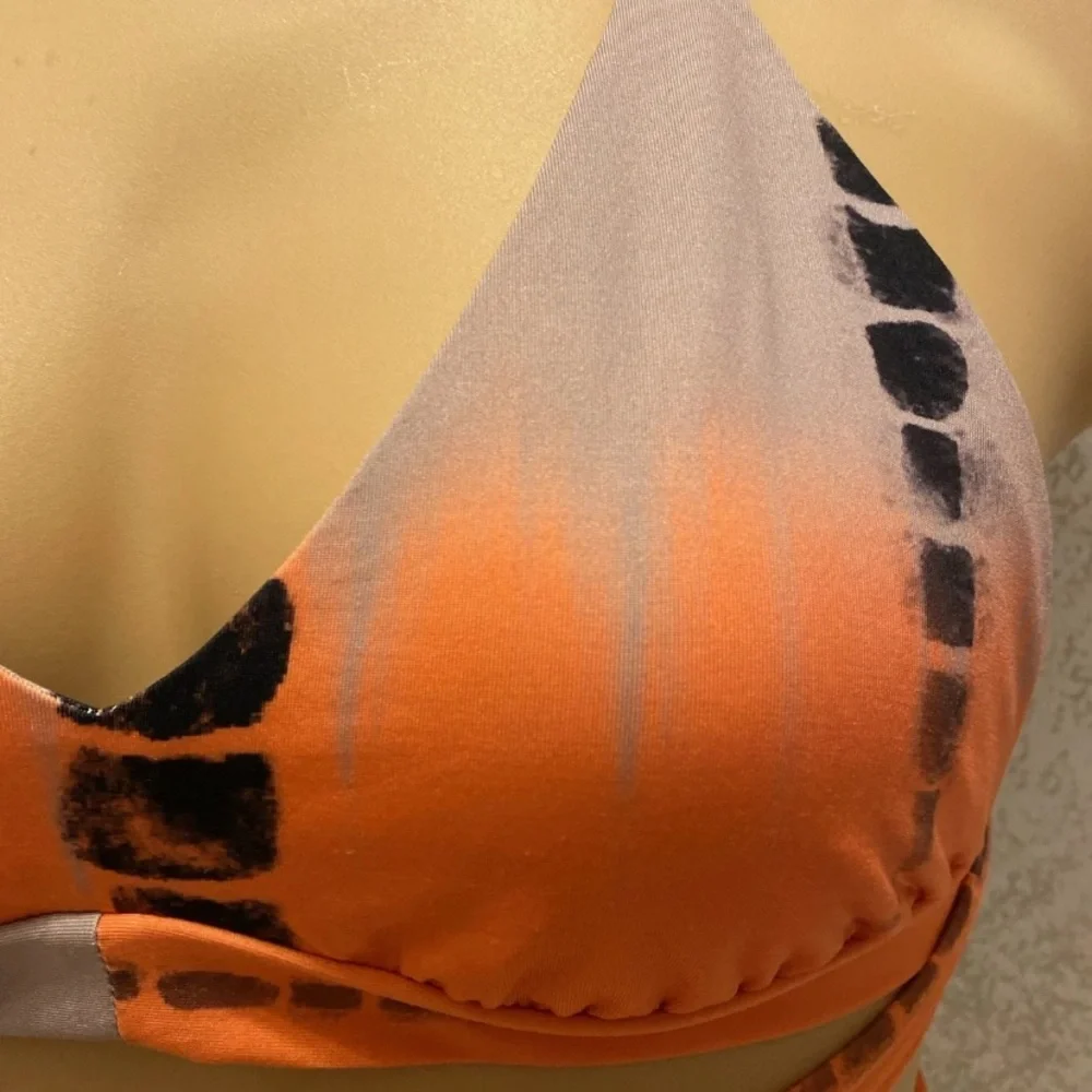 SHEIN Orange and Black Wrap Bikini